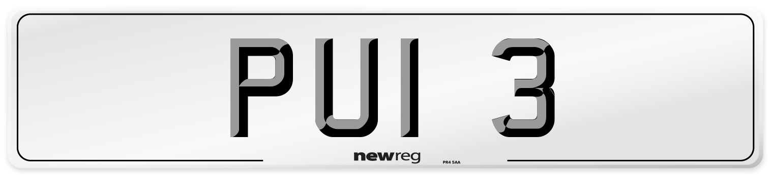 PUI 3 Number Plate from New Reg